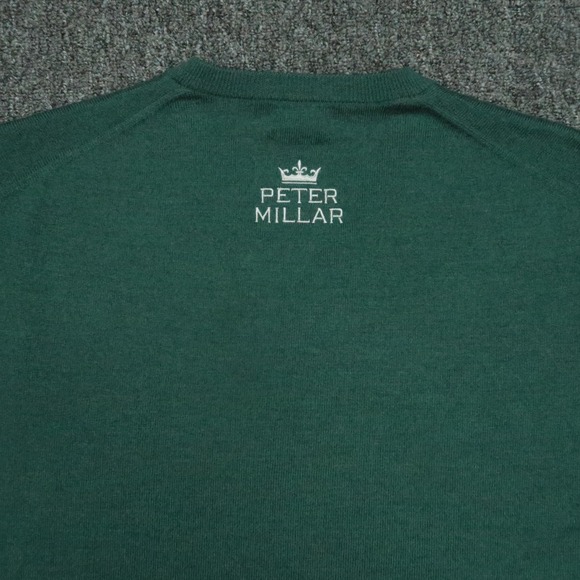 Peter Millar Sweater Men Extra Large Green Merino Wool V Neck Tour Jumper XL - Picture 5 of 9